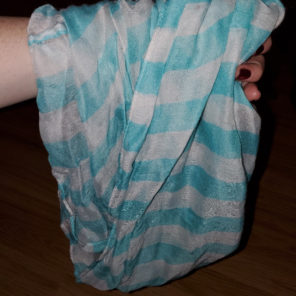 Lightweight blue and white infinity scarf